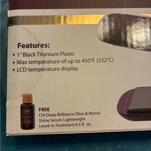 CHI Deep Brilliance Black Titanium Hairstyling Iron 1” Straightener NIB - Picture 3 of 3
